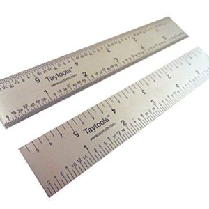 Taytools 6 Inch Rigid Machinist Rule Ruler Hardened Spring Steel 4R Graduations in 1/8, 1/16, 1/32 and 1/64 Inches MRSAE