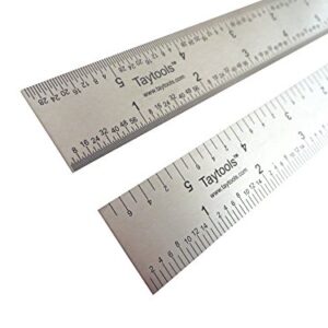 Taytools 6 Inch Rigid Machinist Rule Ruler Hardened Spring Steel 4R Graduations in 1/8, 1/16, 1/32 and 1/64 Inches MRSAE