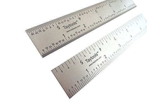 Taytools 6 Inch Rigid Machinist Rule Ruler Hardened Spring Steel 4R Graduations in 1/8, 1/16, 1/32 and 1/64 Inches MRSAE