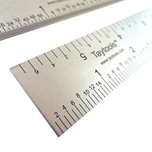 Taytools 6 Inch Rigid Machinist Rule Ruler Hardened Spring Steel 4R Graduations in 1/8, 1/16, 1/32 and 1/64 Inches MRSAE