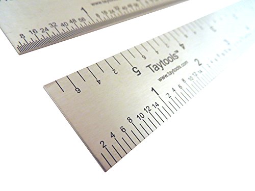 Taytools 6 Inch Rigid Machinist Rule Ruler Hardened Spring Steel 4R Graduations in 1/8, 1/16, 1/32 and 1/64 Inches MRSAE