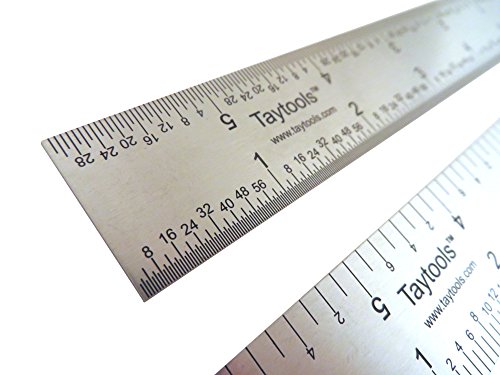 Taytools 6 Inch Rigid Machinist Rule Ruler Hardened Spring Steel 4R Graduations in 1/8, 1/16, 1/32 and 1/64 Inches MRSAE