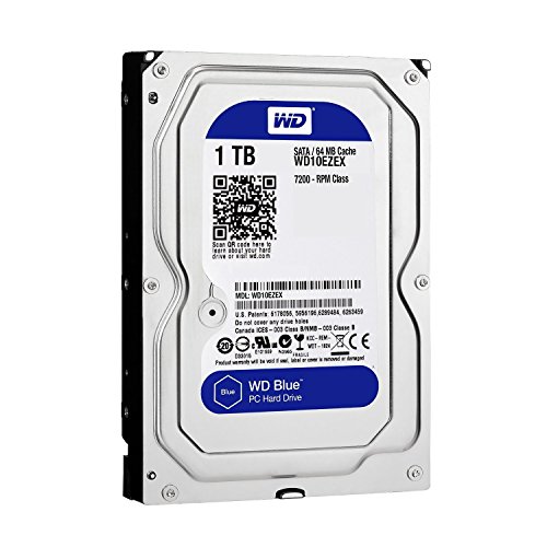 Western Digital(WD) BLUE Deskptop 1TB( 1Terabyte) 3.5"Hard Disk Drive, 5400~7200RPM, SATA3 ( 6.0GB/s), 64MB Cache, IDEAL for PC/Mac/CCTV/NAS/DVR/Raid and SATA Applications, 1YR Warranty (Blue)