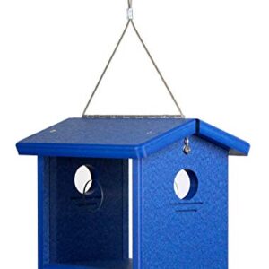 Kettle Moraine Recycled Bluebird Mealworm Feeder Hang or Mount (Blue, Blue)