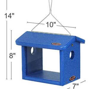 Kettle Moraine Recycled Bluebird Mealworm Feeder Hang or Mount (Blue, Blue)