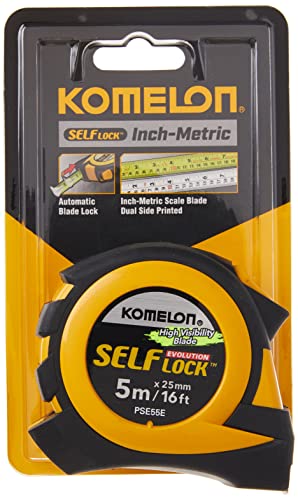 Komelon PSE55E 5M/16' Metric Self-Lock Tape Measure, Yellow/Black