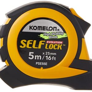 Komelon PSE55E 5M/16' Metric Self-Lock Tape Measure, Yellow/Black