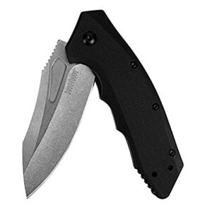 kershaw flitch folding edc pocketknife, 3.25" 8cr13mov stainless steel modified drop point blade, assisted opening with flipper