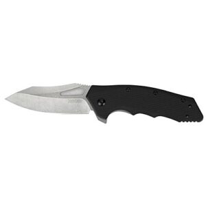 Kershaw Flitch Folding EDC Pocketknife, 3.25" 8Cr13MoV Stainless Steel Modified Drop Point Blade, assisted opening with Flipper