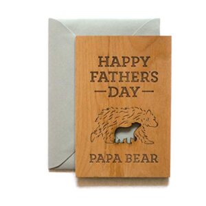 happy father's day papa bear wood card [handmade gifts for dad, love, birthday, just because]