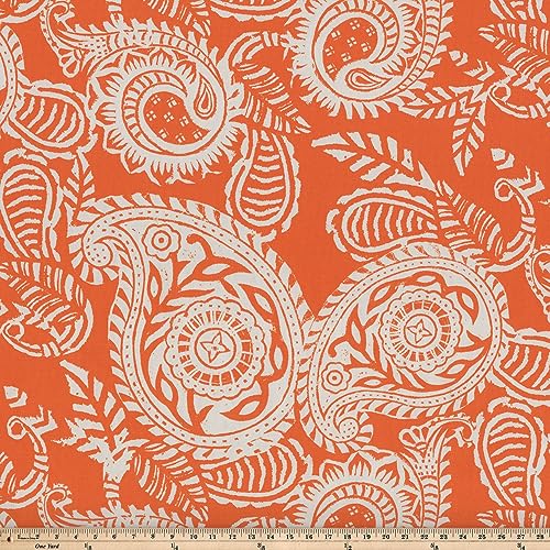 Pillow Perfect Paisley Indoor/Outdoor Solid Back 1 Piece Square Corner Chair Cushion with Ties, Deep Seat, Weather, and Fade Resistant, 36.5" x 18", Orange/Ivory Addie,