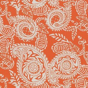 Pillow Perfect Paisley Indoor/Outdoor Solid Back 1 Piece Square Corner Chair Cushion with Ties, Deep Seat, Weather, and Fade Resistant, 36.5" x 18", Orange/Ivory Addie,