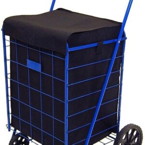 PrimeTrendz Folding Shopping Cart Liner Cover Insert with Top Cover Lid in Black Color (Liner Only, Shopping Cart Not Included).