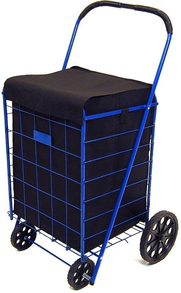 PrimeTrendz Folding Shopping Cart Liner Cover Insert with Top Cover Lid in Black Color (Liner Only, Shopping Cart Not Included).