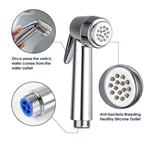 Handheld Bidet Sprayer for Toilet, Spray Attachment for Feminine Wash, Baby Diaper Cloth and Shower Sprayer for Pets Shower, Easy to Install, Wall Mount (Not Included T-Valve and Hook)