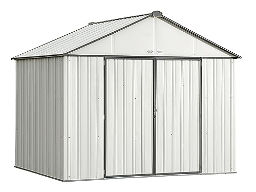 Arrow 10' x 8' EZEE Shed Cream with Charcoal Trim Extra High Gable Steel Storage Shed