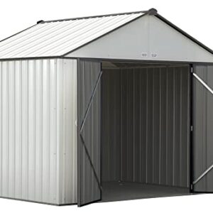 Arrow 10' x 8' EZEE Shed Cream with Charcoal Trim Extra High Gable Steel Storage Shed