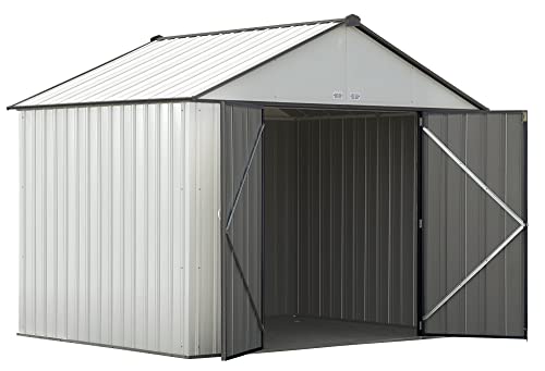 Arrow 10' x 8' EZEE Shed Cream with Charcoal Trim Extra High Gable Steel Storage Shed