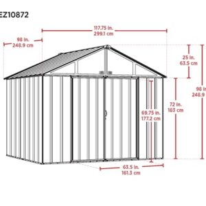 Arrow 10' x 8' EZEE Shed Cream with Charcoal Trim Extra High Gable Steel Storage Shed