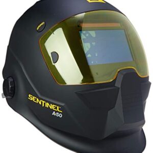 ESAB 0700000800 Sentinel A50 Welding Helmet, Black Low-Profile Design, High Impact Resistance Nylon, Infinitely-Adjustable, Color Touch Screen Controls, 3.93" x 2.36" Viewing Lens