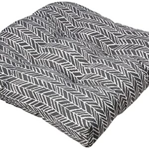 Pillow Perfect - 609973 Outdoor/Indoor Herringbone Slate Tufted Seat Cushions (Round Back), 19" x 19", Gray, 2 Pack