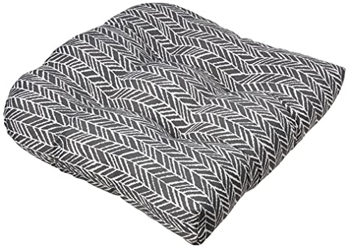 Pillow Perfect - 609973 Outdoor/Indoor Herringbone Slate Tufted Seat Cushions (Round Back), 19" x 19", Gray, 2 Pack