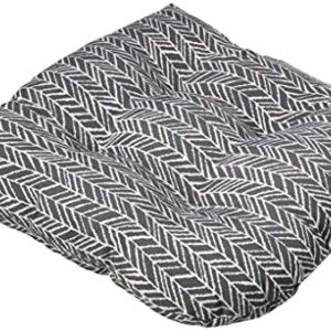 Pillow Perfect - 609973 Outdoor/Indoor Herringbone Slate Tufted Seat Cushions (Round Back), 19" x 19", Gray, 2 Pack