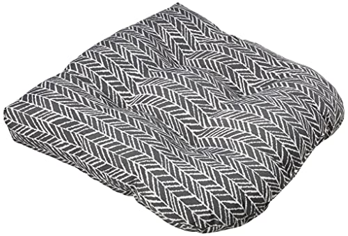 Pillow Perfect - 609973 Outdoor/Indoor Herringbone Slate Tufted Seat Cushions (Round Back), 19" x 19", Gray, 2 Pack