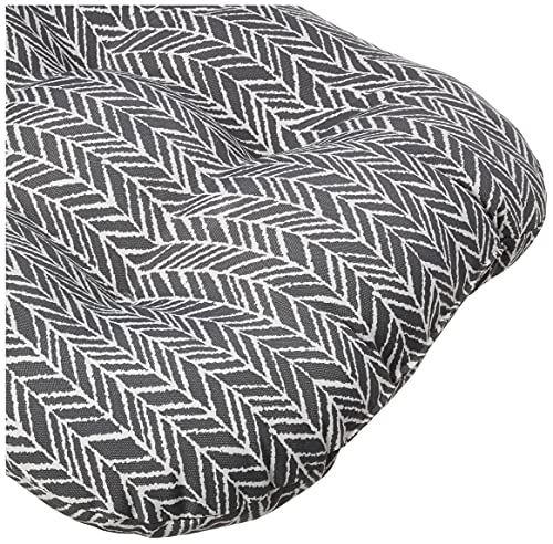 Pillow Perfect - 609973 Outdoor/Indoor Herringbone Slate Tufted Seat Cushions (Round Back), 19" x 19", Gray, 2 Pack