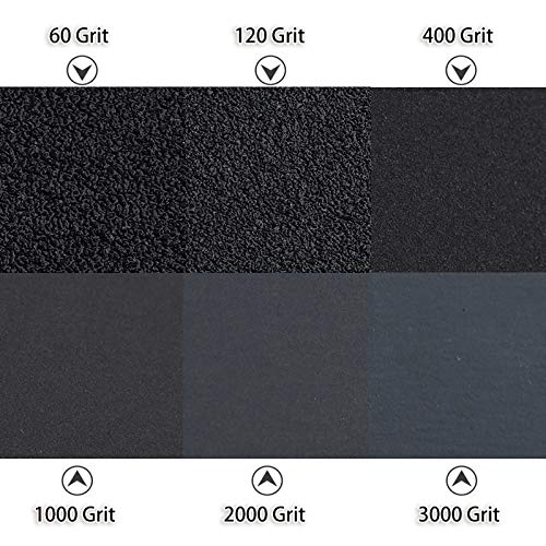 AUSTOR 102 Pcs Wet Dry Sandpaper 60 to 3000 Grit Assortment 3 x 5.5 Inch Abrasive Paper with Free Box for Automotive Sanding, Wood Furniture Finishing