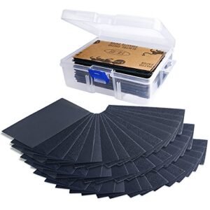 AUSTOR 102 Pcs Wet Dry Sandpaper 60 to 3000 Grit Assortment 3 x 5.5 Inch Abrasive Paper with Free Box for Automotive Sanding, Wood Furniture Finishing