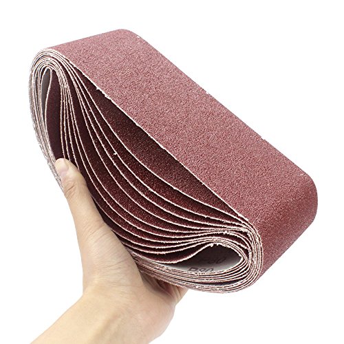 Coceca 3x21 Inches Sanding Belts (75x533mm), 12pcs 80 Grits Aluminum Oxide Sanding Belt for Belt Sander