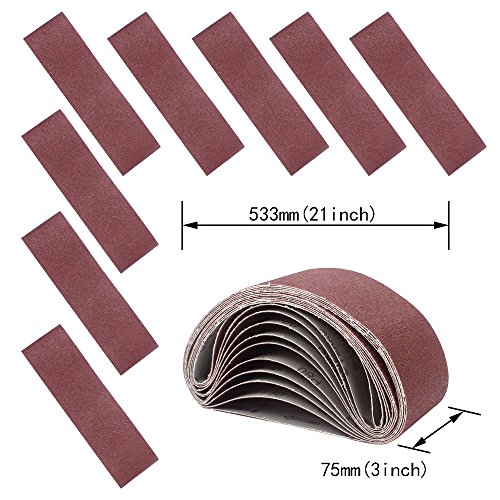 Coceca 3x21 Inches Sanding Belts (75x533mm), 12pcs 80 Grits Aluminum Oxide Sanding Belt for Belt Sander