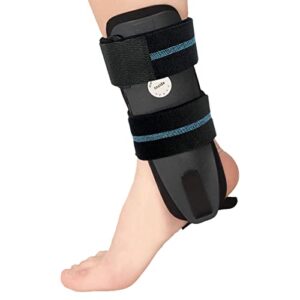 velpeau ankle brace - stirrup ankle splint - adjustable rigid stabilizer for sprains, tendonitis, post-op cast support and injury protection for women and men (foam pads, large - right foot)