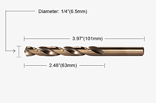 BEILI TOOLS HSS M35 Cobalt Twist Drill Bits, Pack of 10 (6.5mm, 1/4")