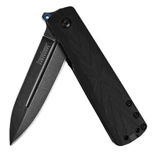 kershaw barstow pocketknife, 3" 8cr13mov steel spear point plain edge blade, assisted opening folding edc, tactical knife,black