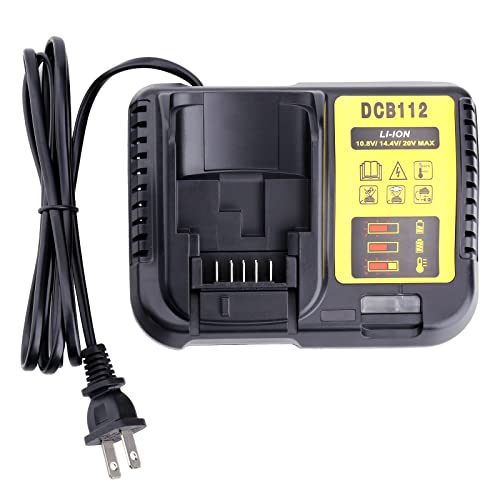 Biswaye 20V MAX Battery Charger DCB112 DCB115 for 12V, 20V and 60V MAX Lithium Battery DCB201 DCB204 DCB606 DCB609 DCB207 DCB206 DCB203 DCB200 DCB120 DCB127 Power Tool Battery Charger