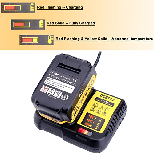 Biswaye 20V MAX Battery Charger DCB112 DCB115 for 12V, 20V and 60V MAX Lithium Battery DCB201 DCB204 DCB606 DCB609 DCB207 DCB206 DCB203 DCB200 DCB120 DCB127 Power Tool Battery Charger