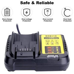 Biswaye 20V MAX Battery Charger DCB112 DCB115 for 12V, 20V and 60V MAX Lithium Battery DCB201 DCB204 DCB606 DCB609 DCB207 DCB206 DCB203 DCB200 DCB120 DCB127 Power Tool Battery Charger