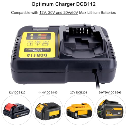 Biswaye 20V MAX Battery Charger DCB112 DCB115 for 12V, 20V and 60V MAX Lithium Battery DCB201 DCB204 DCB606 DCB609 DCB207 DCB206 DCB203 DCB200 DCB120 DCB127 Power Tool Battery Charger