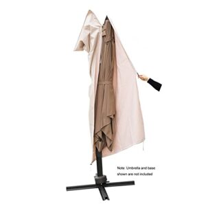 C-Hopetree Large Patio Umbrella Cover for 7ft to 11ft Offset Cantilever Outdoor Umbrellas, Waterproof, with Zipper and Rod, Beige