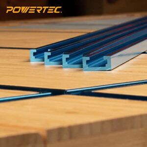 POWERTEC 71066 36 Inch Double-Cut Profile Universal T-Track with Predrilled Mounting Holes, 1PK, Aluminum T Track for Woodworking Jigs and Fixtures, Drill Press Table, Router Table, Workbench