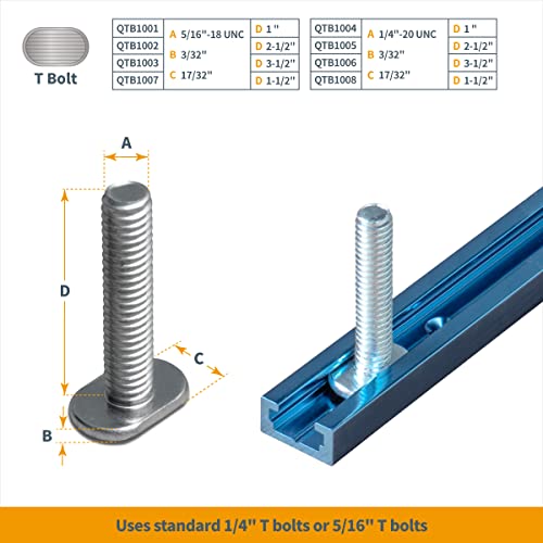 POWERTEC 71066 36 Inch Double-Cut Profile Universal T-Track with Predrilled Mounting Holes, 1PK, Aluminum T Track for Woodworking Jigs and Fixtures, Drill Press Table, Router Table, Workbench