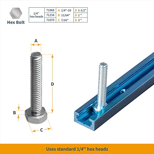 POWERTEC 71066 36 Inch Double-Cut Profile Universal T-Track with Predrilled Mounting Holes, 1PK, Aluminum T Track for Woodworking Jigs and Fixtures, Drill Press Table, Router Table, Workbench