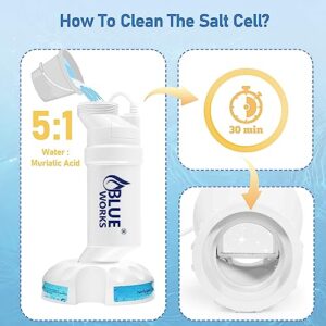 BLUE WORKS Salt Cell Model Number: BLT9H Compatible with Hayward Goldline AquaRite T-Cell-9 | Cell Plates provided by American Company | 2-Year USA Warranty (White)