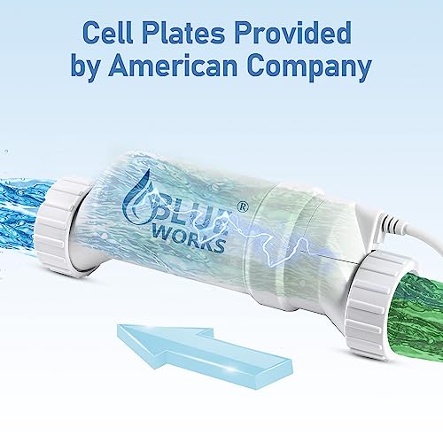 BLUE WORKS Salt Cell Model Number: BLT9H Compatible with Hayward Goldline AquaRite T-Cell-9 | Cell Plates provided by American Company | 2-Year USA Warranty (White)