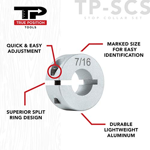 Aluminum Stop Collar Set - Drill Bit Depth Stop - Superior Split Ring Design - 8 Piece Set (1/2", 7/16”, 3/8”, 5/16”, ¼”, 7/32”, 3/16”, 1/8”) - Drill Bit Holder