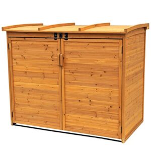 Leisure Season RSS2001L Large Horizontal Refuse Storage Shed - Brown - Wooden Refuse Cabinet for Trash Bins - Outdoor Tool and Garage Organizer – Weatherproof House and Garden Rubbish Enclosure Box