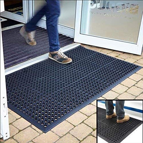 Rubber Floor Mats for Kitchen Commercial Anti-Fatigue Floor Mats Restaurant Bar Floor Mat New Rubber Door Mat Heavy Duty Drainage Mat for Garage Garden Use Black 36inch x 60inch from SallyMall