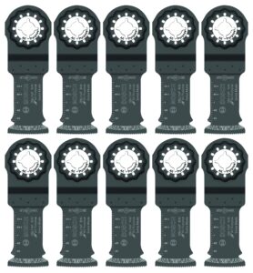 bosch osl114f-10 10-pack 1-1/4 in. starlock oscillating multi tool all purpose bi-metal plunge cut blades for applications in wood, wood with nails, drywall, pvc, metal (nails and staples)